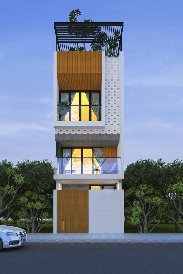 Mặt tiền sử dụng gạch bông gió tạo ra một diện mạo vô cùng khác biệt. Ảnh: Trangtrinoithat.