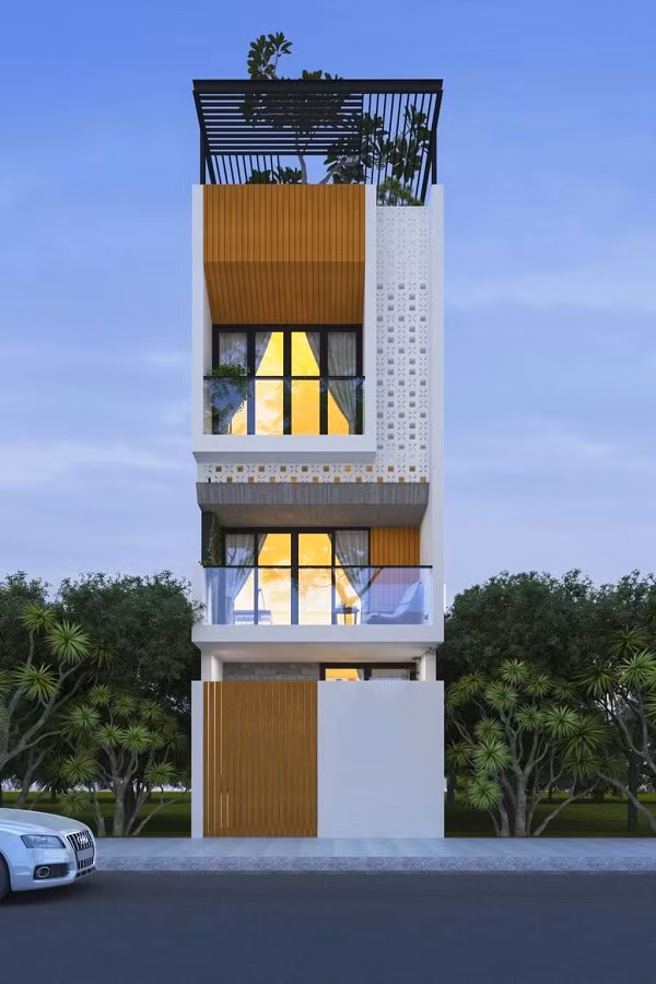 Mặt tiền sử dụng gạch bông gió tạo ra một diện mạo vô cùng khác biệt. Ảnh: Trangtrinoithat.