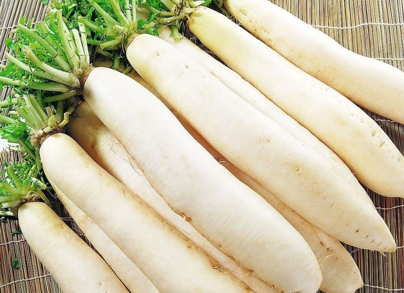 Nên chọn củ cải trắng còn nguyên cuống và rễ, đặc biệt cuống còn tươi mới. Đó là những củ cải trắng vừa được thu hoạch. Ảnh: Hatgiongthegioi.