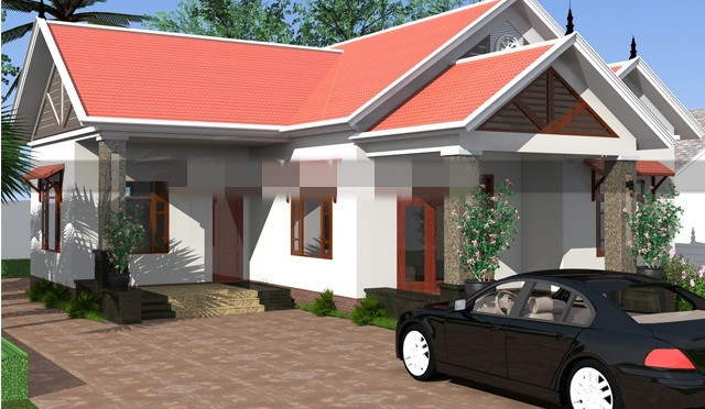 Mẫu nhà cấp 4 nông thôn hiện đại thiết kế dạng chữ L, lợp mái tôn phù hợp cho gia đình 4-5 thành viên. Ảnh: Maunhadepvn.