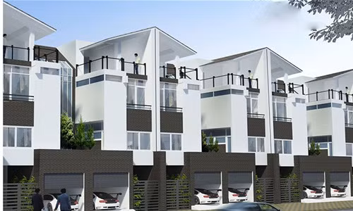 Mẫu nhà liền kề được phối bằng hai màu trắng đen nổi bật. Ảnh: Kientrucbietthuphap.