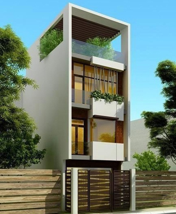 Thiết kế đơn giản nhưng nổi bật với những chi tiết trang trí ở mặt tiền. Ảnh: Arhome.