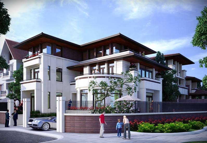 Biệt thự mái bằng mang hơi thở của thời đại, được xem là kiến trúc được ưa chuộng nhất thời gian gần đây. Ảnh: Thietkenhadepvn.