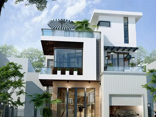 Biệt thự 2 tầng nổi bật với sự giao thoa của nhiều yếu tố như ánh sáng, cây xanh, gió và nước. Ảnh: Maunhadepmoi.