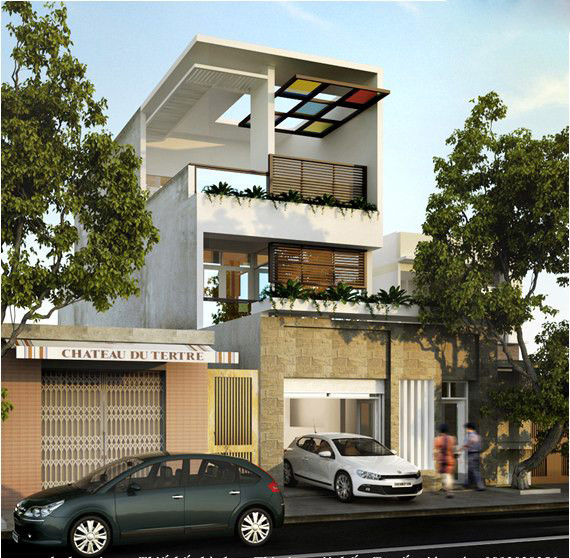 Nhà ống với thiết kế lệch tầng giúp công trình rộng hơn bình thường.