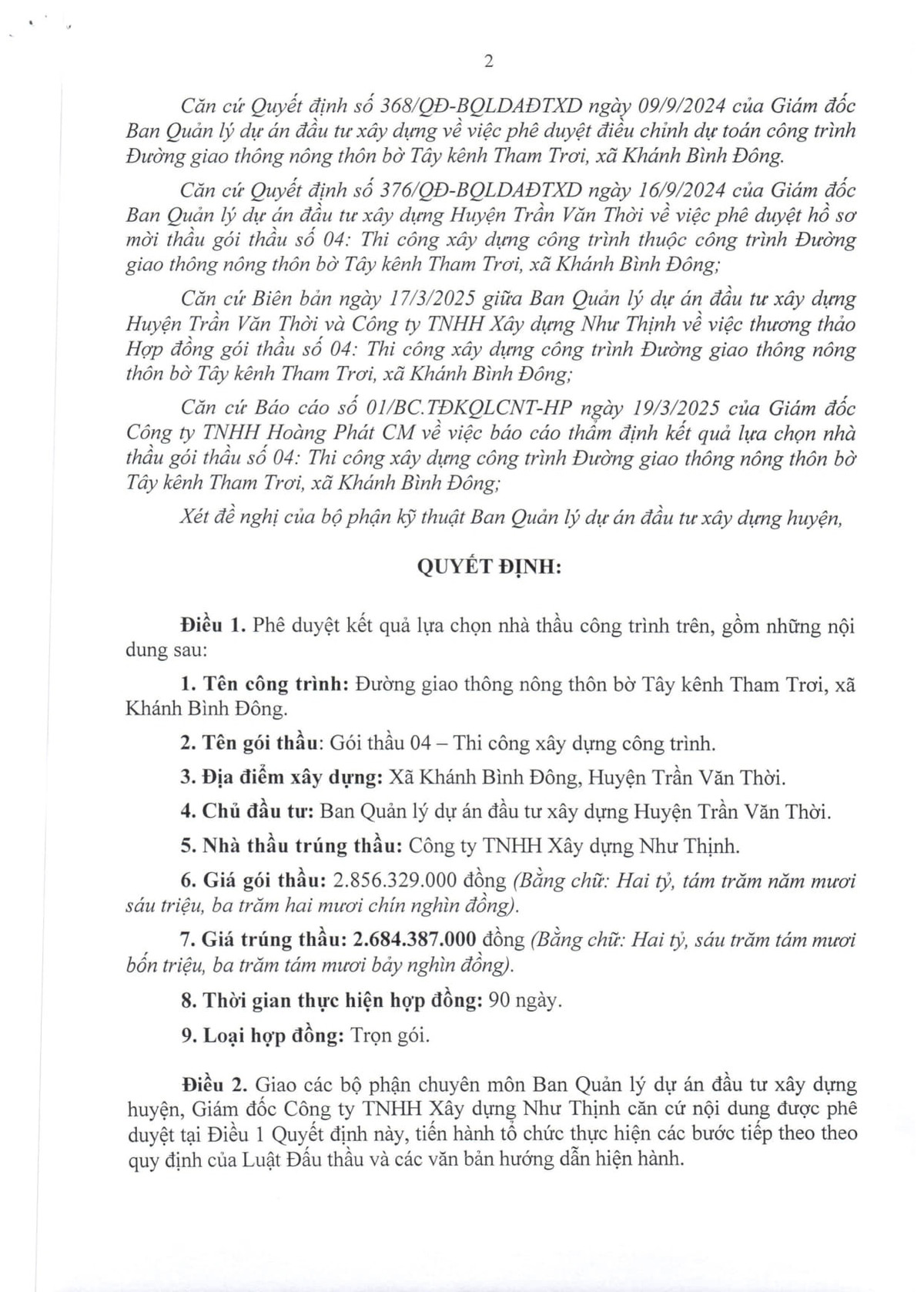 Ca Mau: Cty Nhu Thinh thang de goi thau nang cap duong GTNT hon 4 ty-Hinh-2