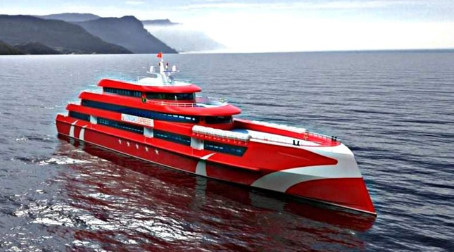 Tàu cao tốc Thăng Long được gọi là siêu tàu khi có tổng sức chở lên đến 1.017 khách và nhiều hàng hóa. Ảnh: Tiền phong.