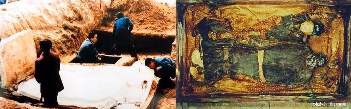 Do đó, sau khi qua đời, Hoàn Nhan Yến và phu nhân được chôn cất trong lăng mộ với nhiều đồ tùy táng giá trị bao gồm các trang phục làm từ lụa, tơ tằm, gấm, sợi… cũng như nhiều đồ trang sức bằng ngọc bích, mã não, vàng, bạc... Về sau, chiếc tràng hoa đính cườm của vợ Hoàn Nhan Yến được công nhận là bảo vật quốc gia.