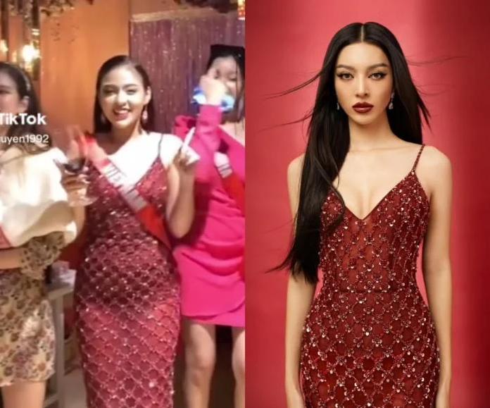 Tuy nhiên không ít cư dân mạng nhận ra chiếc váy mà "hot girl trứng rán" mặc là chiếc váy của mỹ nhân TOP 10 Miss Grand Vietnam 2022 - Bùi Lý Thiên Hương đã từng diện trong một bộ ảnh.