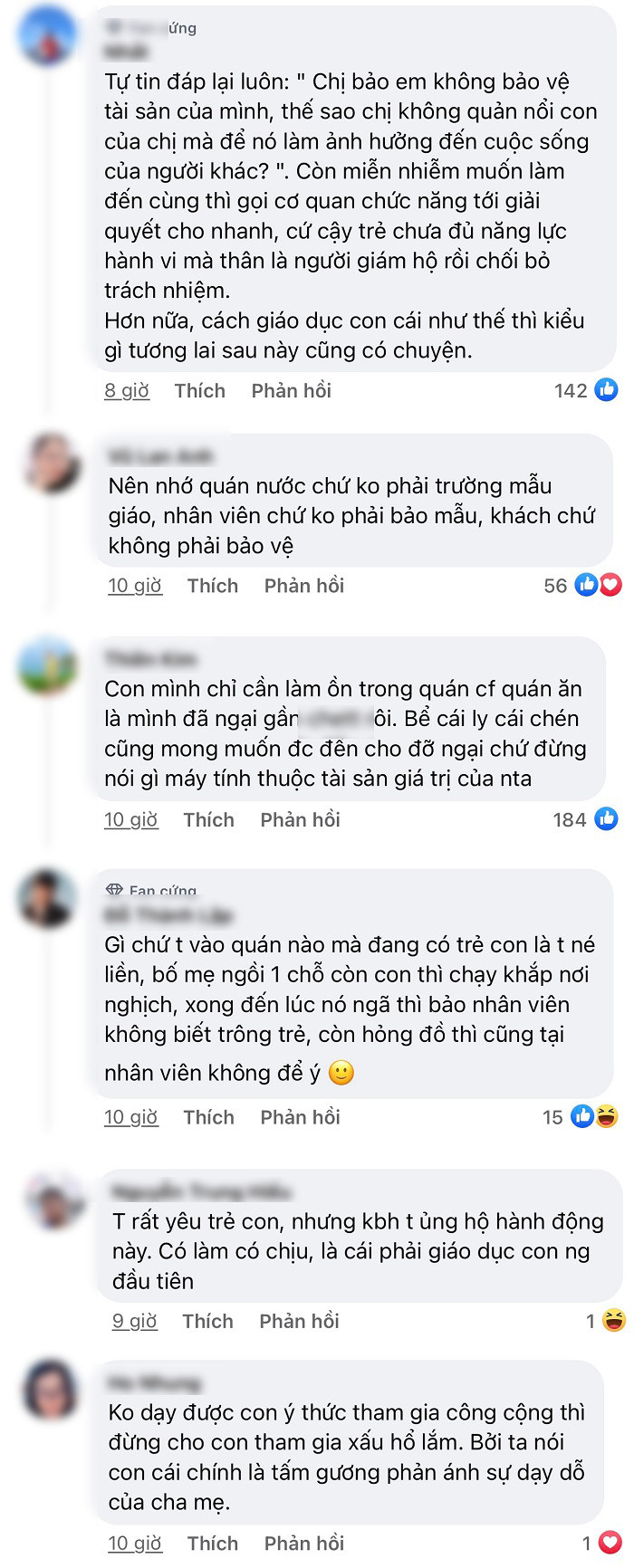 Sau khi câu chuyện được chia sẻ rộng rãi trên MXH, hành động vô ý thức của bố mẹ đứa trẻ đã khiến netizen hết sức phẫn nộ. Hầu hết độc giả đều chỉ trích thái độ vô trách nhiệm, bao che cho con của cặp vợ chồng và yêu cầu cả hai phải đền bù cho nữ sinh.