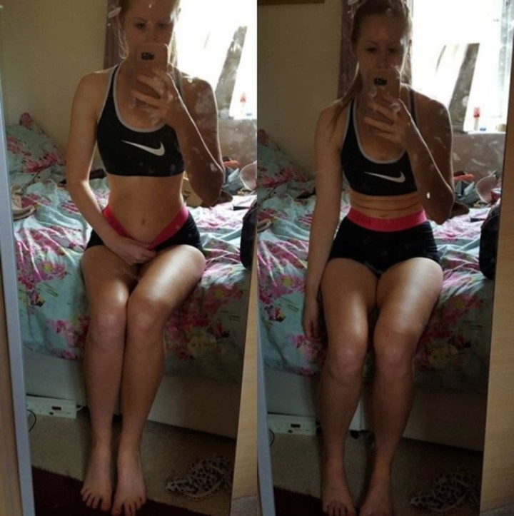 Ảnh hậu trường sau khi nín thở vài giây để chụp vòng eo con kiến.