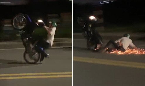 Theo một số cư đan mạng, không chỉ xử phạt khi bắt được mà các cơ quan chức năng cũng nên có quy chế phạt nguội với những chủ nhân của những clip bốc đầu xe máy. Ảnh: Tổng hợp