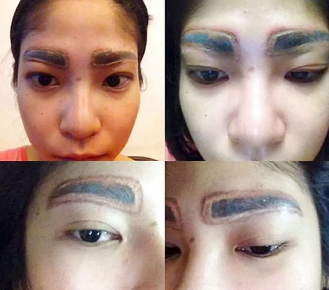 Cô gái này chắc chắn không bao giờ dám xăm lông mày lần nào nữa đâu.