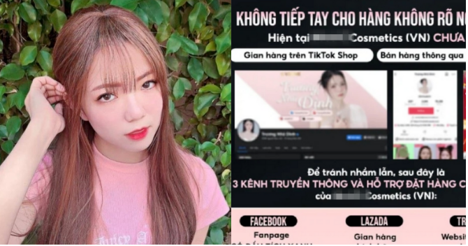 Mới đây, TikToker 2,6 triệu followers Trương Nhã Dinh bị chính 2 thương hiệu làm đẹp đình đám tố giác bán hàng "fake".