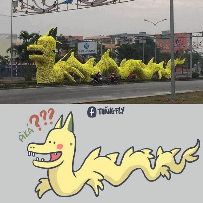 Tạo hình linh vật con rồng tại Hải Phòng là đề tài ảnh chế cho dân mạng trong thời gian dài.