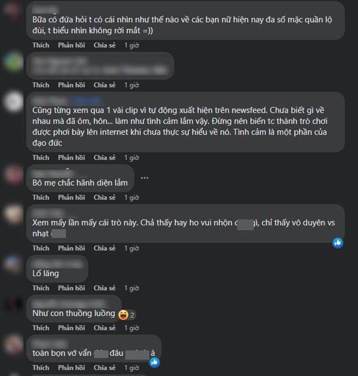 Dưới phần bình luận netizen phản đối gay gắt khi nhìn thấy cảnh phản cảm này trong trò chơi ghép đôi thần tốc trên phố đi bộ như: "Xem mấy lần trò chơi này chả thấy hay ho gì, phố đi bộ là nơi công cộng chứ không phải không gian riêng tư", "Phố đi bộ Hà Nội cũng là nơi linh thiêng nên không được tồn tại mấy trò phản cảm này",...