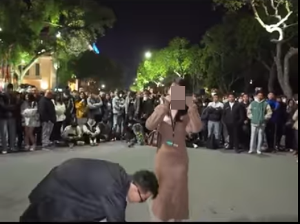 Ngoài ra việc nhảy nhót như cô gái trên, hay có những trò chơi phản cảm như vậy là không phù hợp với nơi công cộng như phố đi bộ.