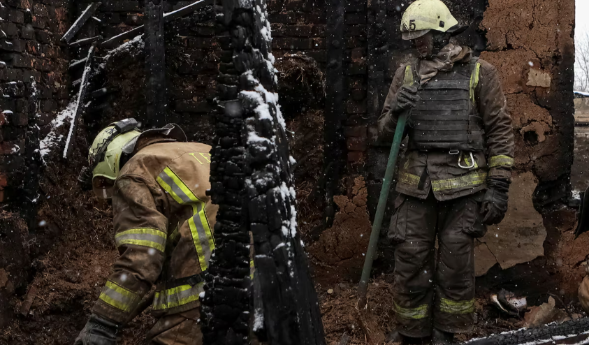 Bên trong ngôi nhà bị thiêu rụi ở Kharkiv, Ukraine, ngày 10/2/2024.