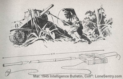 Ngoài bom ba càng, Nhật Bản còn có nhiều cách đánh cảm tử xe tăng của đối phương khác nhau, thậm chí là ôm bọc phá chui vào gầm xe tăng rồi kích nổ. Kiểu đánh này khiến quân đội Mỹ rất mệt mỏi để chống đỡ và bị thiệt hại tương đối lớn. Nguồn ảnh: Lone