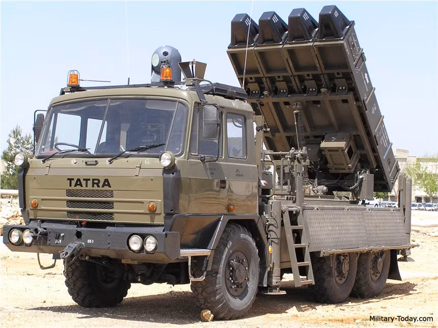 Spyder (còn gọi là Thợ săn) là hệ thống phòng không phản ứng nhanh có thể tấn công các mục tiêu đường không như máy bay cánh cố định, máy bay không người lái, trực thăng và các loại vũ khí dẫn đường công nghệ cao. Hệ thống có phạm vi tác chiến 15 km, tầm cao 9 km với phiên bản Spyer-SR, 50 km và tầm cao 16 km với phiên bản Spyder-MR. Ảnh: Military Today.