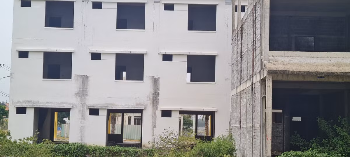 Cỏ mọc um tùm bên trong các căn "biệt thự" tiền tỷ.