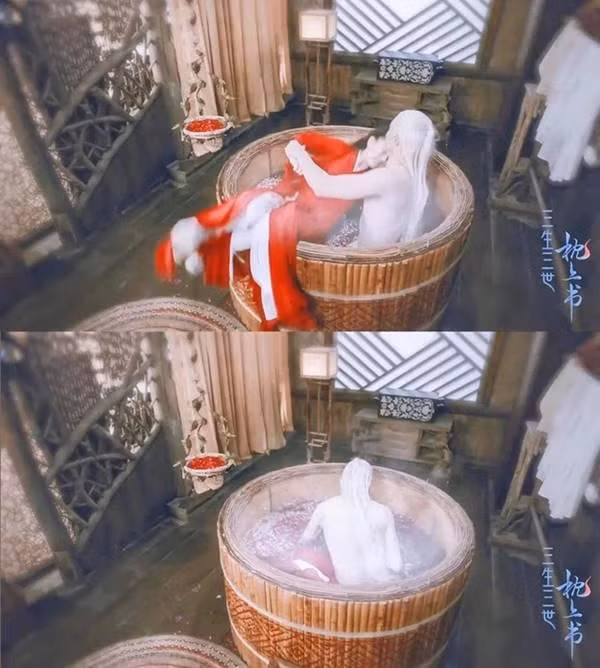 Trong "Tam Sinh Tam Thế Chẩm Thượng Thư", Địch Lệ Nhiệt Ba và Cao Vỹ Quang có cảnh nóng gây sốt. Cụ thể, khi Đông Hoa (Cao Vỹ Quang) đang ngồi trong bồn tắm bất ngờ kéo Bạch Phượng Cửu (Nhiệt Ba) vào bồn tắm chung. Cảnh quay tình cảm của cặp đôi chính khiến người xem vô cùng thích thú.