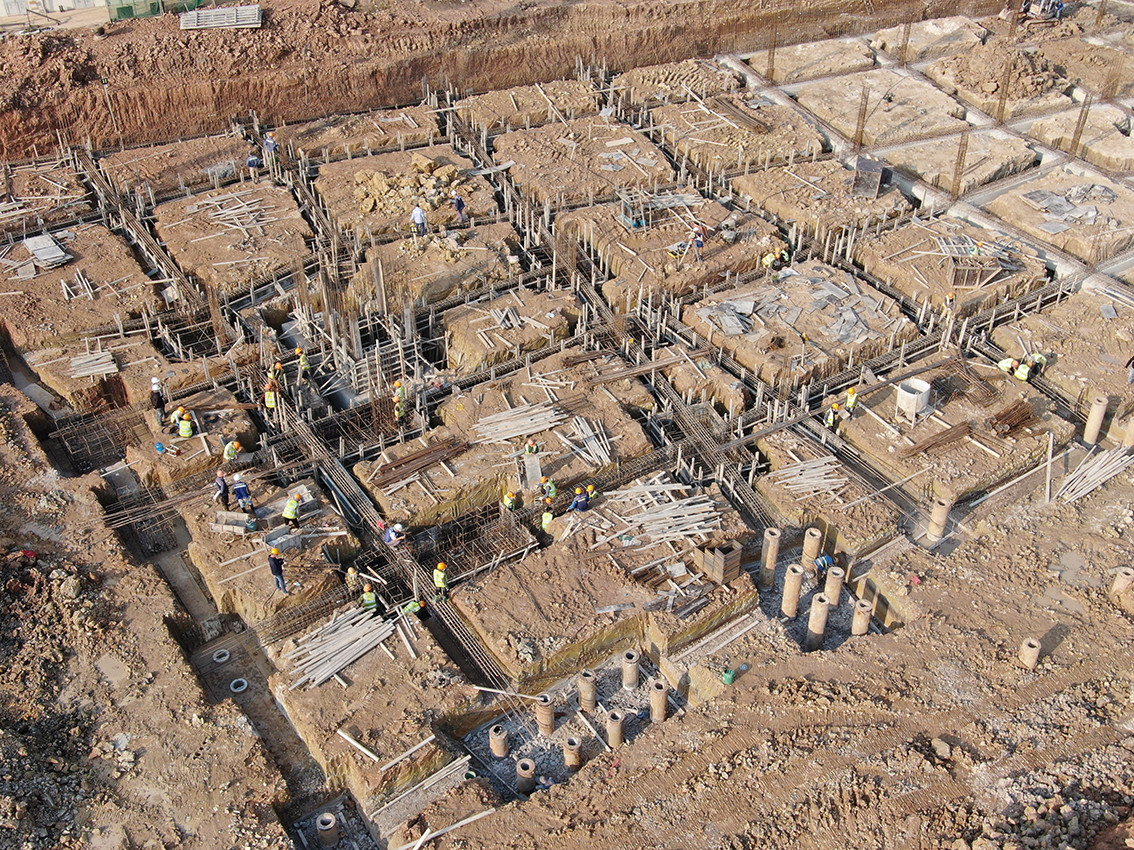 Khu vực nhà A của công trình 7 tầng hiện đã hoàn thành thiết kế phần móng.