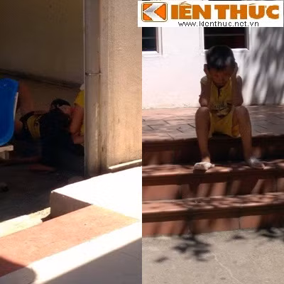Những đứa trẻ mệt mỏi, kiệt sức vì ốm, chờ đợi và trời nóng.