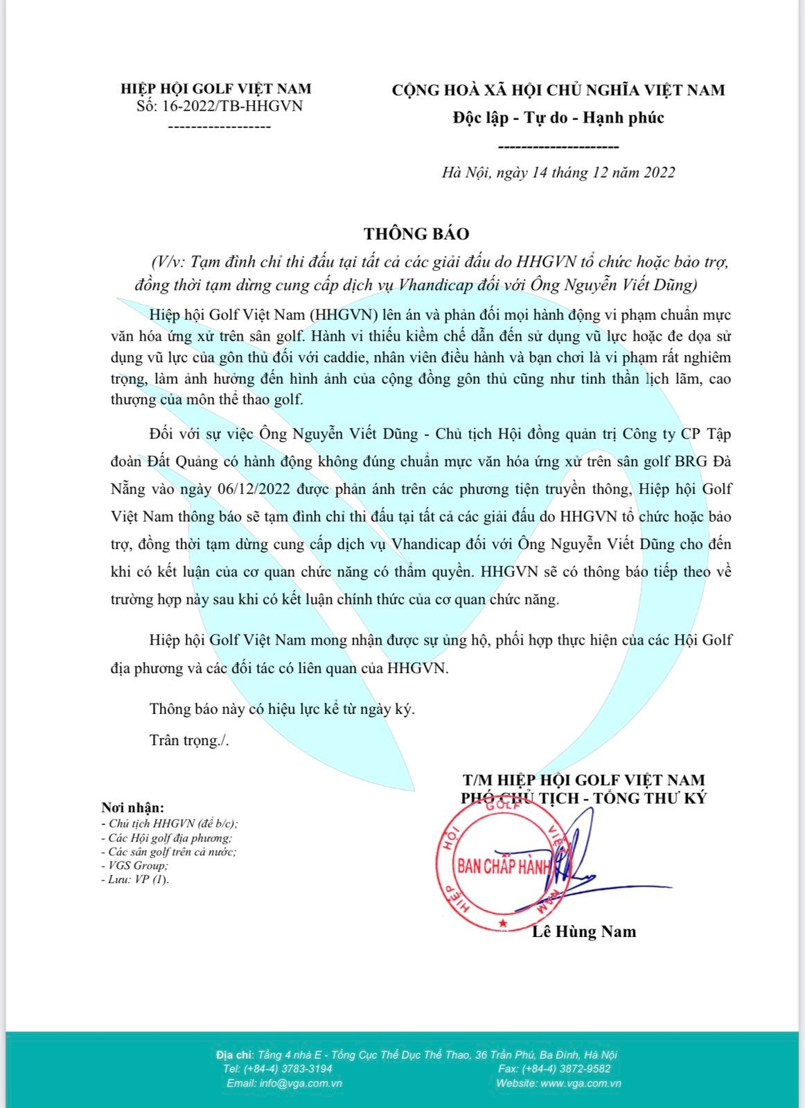 Hiệp hội Golf VN thông báo "tẩy chay" đại biểu HĐND đánh nữ caddie Hiep hoi Golf VN thong bao