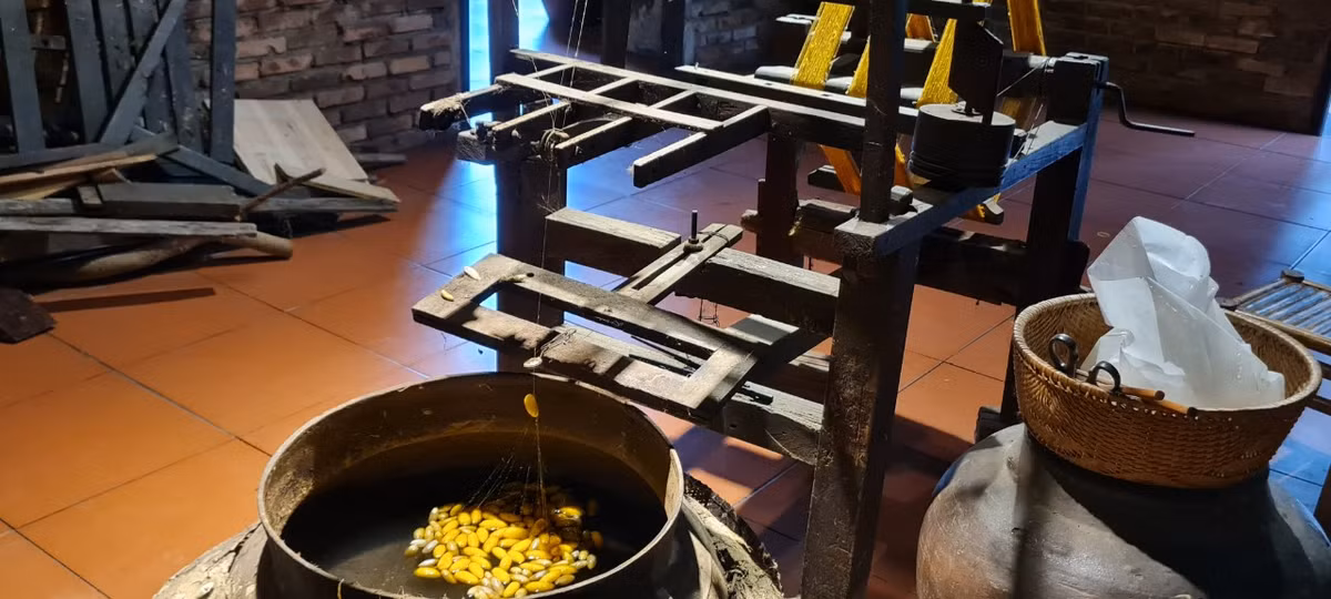 Kén tằm sau khi thu hoạch sẽ được đun liên tục trong nước sôi 80 độ để những sợi tơ mềm mại và dẻo dai hơn.