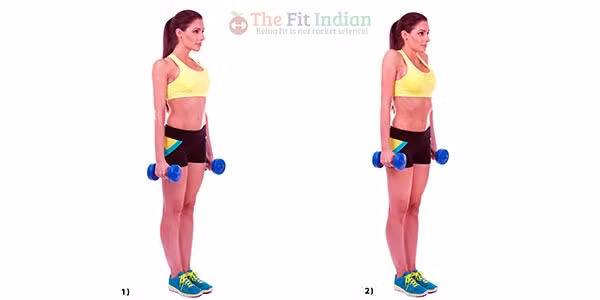 Nhún vai nâng tạ: Mỗi tay cầm một quả tạ, hai cánh tay dọc theo thân người, lòng bàn tay hướng vào trong. Nhún vai càng cao càng tốt rồi hạ vai xuống, cố gắng không xoay vai. 