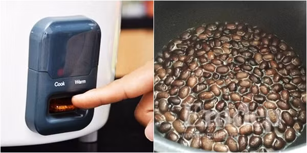 Đỗ sau khi ngâm, vớt ra, rửa sạch cho vào nồi cơm điện, đổ nước ngập cỡ 2 đốt ngón tay và ninh đỗ. Khi chè trong nồi cơm điện sôi được khoảng 5 phút, bật nồi sang chế độ ủ (warm). Để nồi chè ở chế độ ủ khoảng 15 phút thì bật lại sang chế độ nấu để chè sôi lại. Vài phút sau, kiểm tra sẽ thấy hạt đỗ đã mềm. 