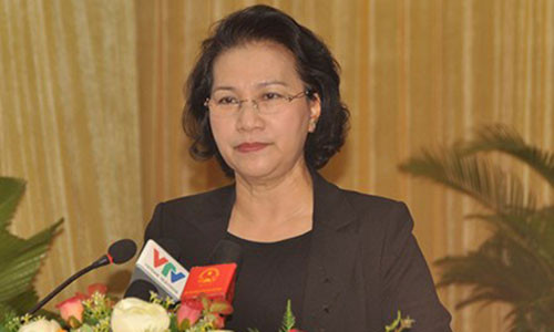 Chủ tịch Quốc hội Nguyễn Thị Kim Ngân phát biểu.