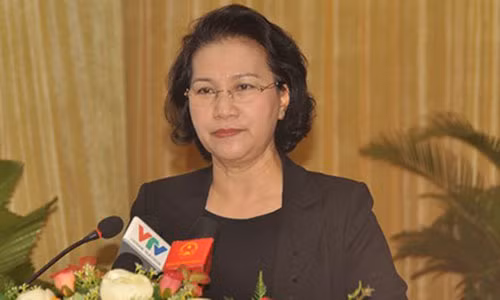 Chủ tịch Quốc hội Nguyễn Thị Kim Ngân phát biểu.