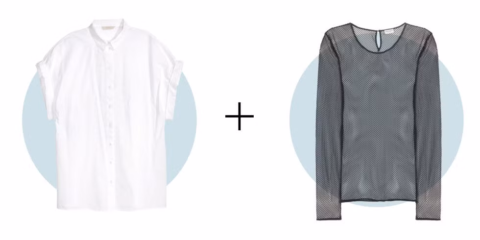 Bạn có một chiếc áo lưới hoặc áo ren mỏng mà chưa biết mặc thế nào cho kín đáo, hãy thử mix đồ theo phong cách mới là mặc chiếc áo đó bên trong một chiếc sơ mi trễ cổ hoặc không cài khuy cổ, bạn sẽ có được một kiểu áo trông rất bắt mắt.