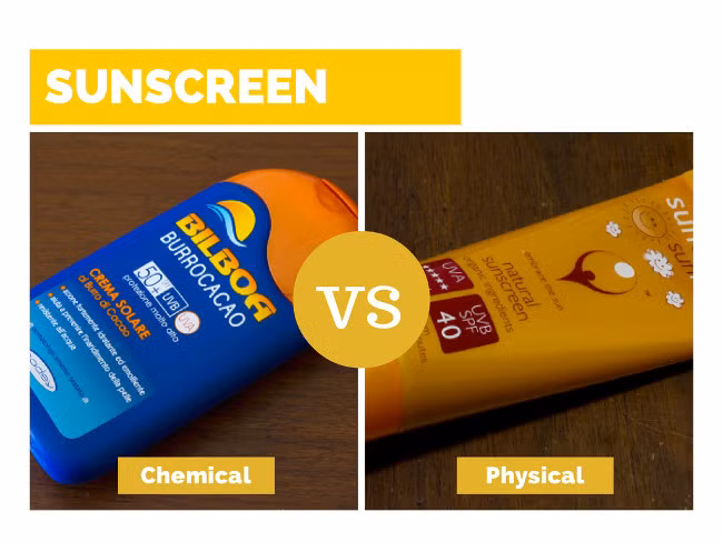 Ngược lại, kem chống nắng vật lý hay còn gọi là kem chống nắng khoáng chất hay kem chống nắng tự nhiên chứa oxit kẽm và titanium dioxide. Một số nghiên cứu cho thấy những vài thành phần hóa học trong kem chống nắng hóa học là nguyên nhân khiến da bị dị ứng hoặc tác động tới hooc-môn.