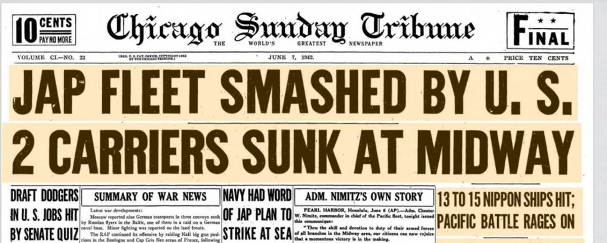 Theo nội dung bài viết của tờ Chicago Sunday Tribune, Hải quân Mỹ biết trước được kế hoạch tấn công cũng như sơ đồ bố trí, triển khai lực lượng của Nhật Bản khi giải được mật mã thư tín của quân địch.