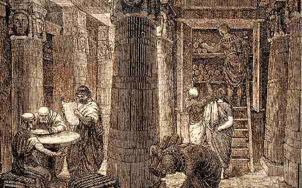 Trong trận chiến này, Julius Caesar được cho là đã phóng hỏa thiêu rụi thư viện Alexandria.