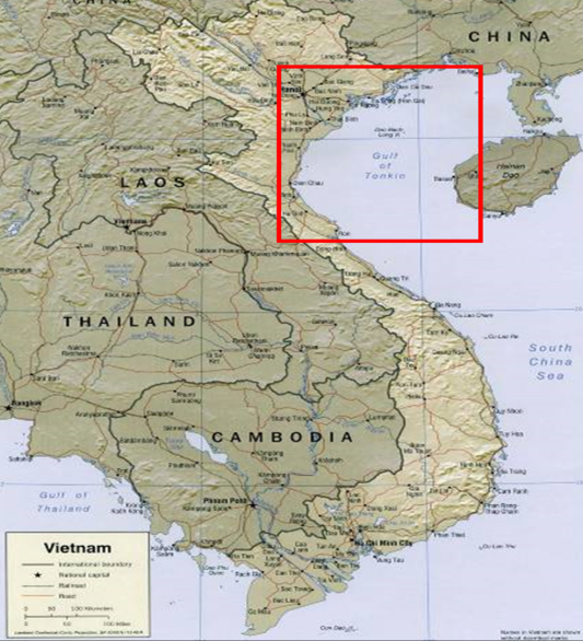 Vịnh Bắc Bộ, nơi xảy ra sự kiện nguỵ tạo của Mỹ để Washington lấy cớ tiến hành chiến tranh Việt Nam. Nguồn ảnh: Warhistory.