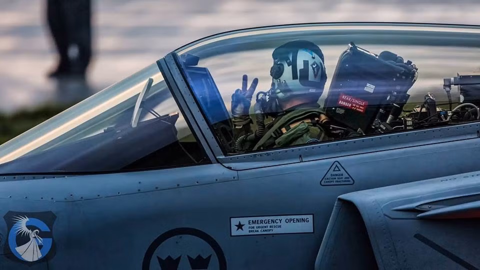 Kiểu cánh tam giác của JAS 39 cùng với cánh mũi cũng có hình tam giác cho phép nó có thể cất - hạ cánh tốt hơn nhiều so với các loại máy bay cùng thời. Nguồn ảnh: WOS.