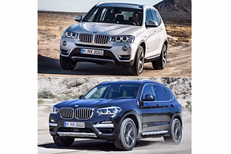 So với thế hệ thứu 2, X3 2018 đã được thiết kế lại hoàn toàn ở ngoại thất. Tuy nhiên, những người yêu BMW có thể dễ dàng nhận ra phần đầu xe đã chịu ảnh hưởng kiểu dáng của chiếc X1 nhỏ hơn. Trong khi đó, X3 đời cũ có "bộ mặt" mang phong cách của BMW X5 sau đợt nâng cấp giữa vòng đời 2014.