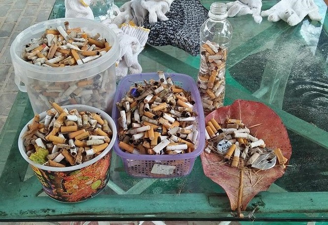 15. 1.690 mẩu thuốc lá đã được thu thập trên một bãi biển Malaysia chỉ trong một giờ.