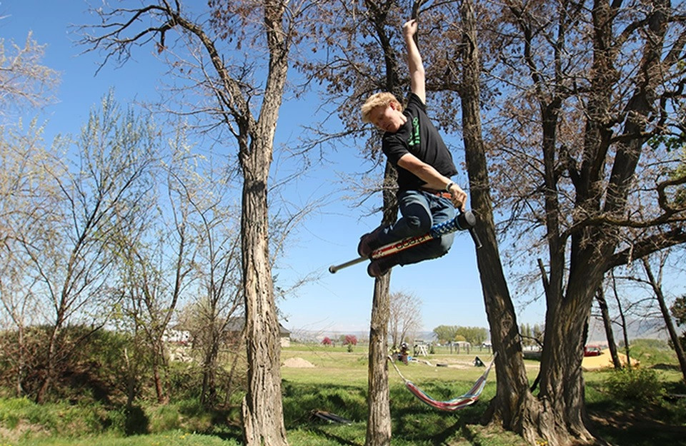 Cú nhảy cao nhất trên gậy pogo được Dmitri Arsenyev (Nga) xác lập tại Rome vào ngày 20/11/2018. Anh đã nhảy lên độ cao 3,4m.