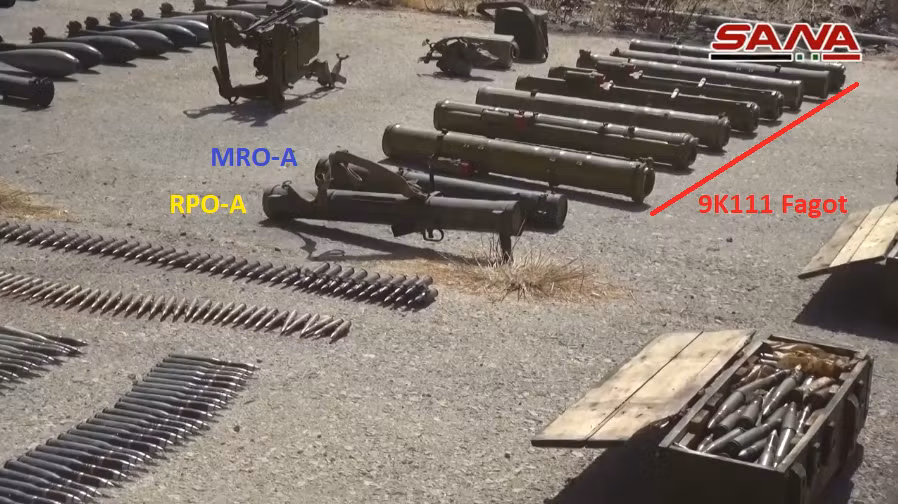 Trong ảnh là các ống phóng đạn nhiệt áp MRO-A và RPO-A cùng đạn tên lửa 9M111 của tổ hợp tên lửa 9K111 Fagot. Nguồn ảnh: SANA.