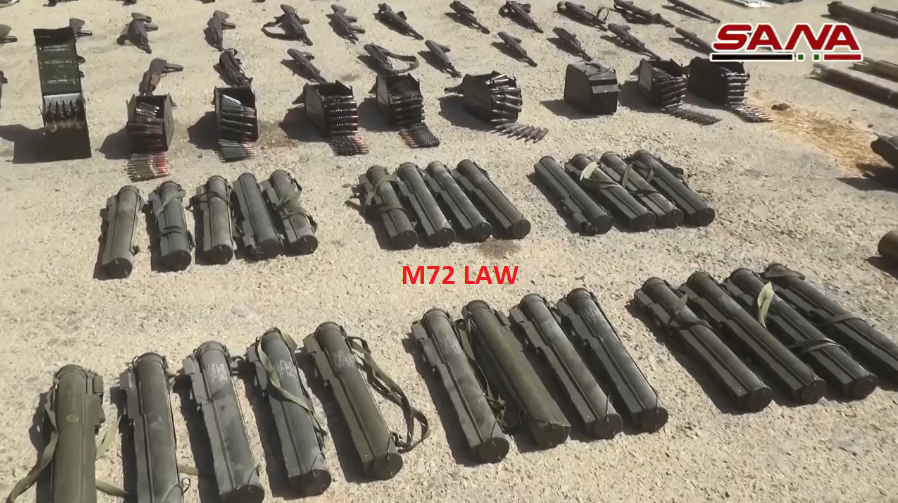 Lô súng phóng lựu chống tăng M72 sử dụng 1 lần do Mỹ sản xuất trong tay quân khủng bố ở Syria, cũng cần phải lưu ý là Quân đội Syria không được trang bị loại vũ khí này. Nguồn ảnh: SANA.