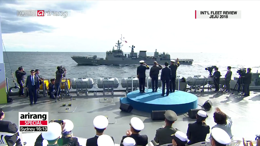 Hải quân các nước Đông Nam Á cũng cử đại diện tới IFR-2018 với tàu hộ vệ HTMS Taskin (FFG 422) của Hải quân Hoàng gia Thái Lan. Nguồn ảnh: Arirang.