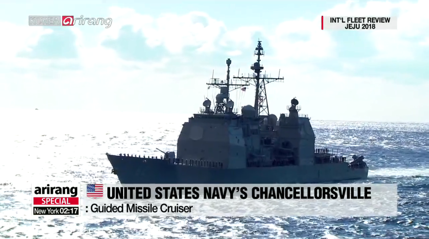 Kế đến là tàu tuần dương hạm USS Chancellorsville (CG-62) thuộc lớp Ticonderoga Nguồn ảnh: Arirang.