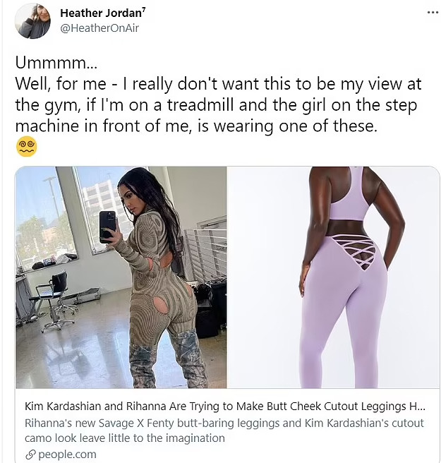 Nhiều fan cho rằng ngay cả khi người khác mặc chiếc quần này đến trước mặt mình, họ cũng thấy khó chịu. Không chỉ Rihanna, Kim Kardashian cũng có mẫu quần khoét 2 bên, lộ da thịt vòng 3 khiến fan phản đối.