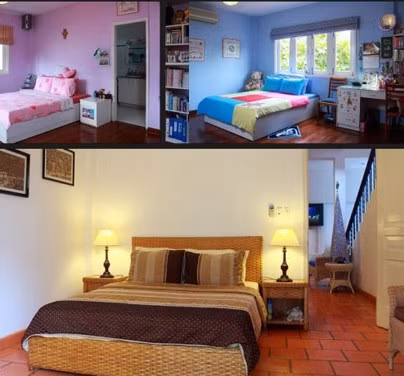 Ngôi biệt thự 2 tầng rộng hơn 1.000 mét vuông, gam màu trắng và mái ngói đỏ tươi tạo sự hài hòa, đẹp mắt. Thảm cỏ xanh non mát mắt bên hông nhà tạo cảm giác bình yên, trong lành, sảng khoái. Ảnh: Vietnamnet.