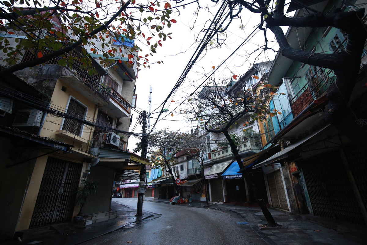 Tại góc phố Chả Cá vắng bóng người.